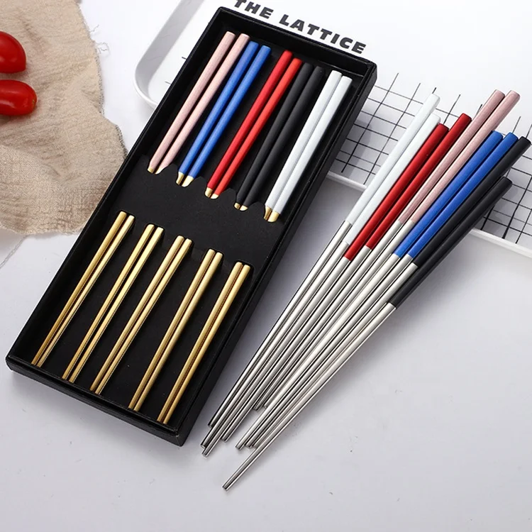

Hollow Chopsticks Gold Plated Food Grade 304 Stainless Steel Mirror Polish Metal Chopsticks set, Customized colors