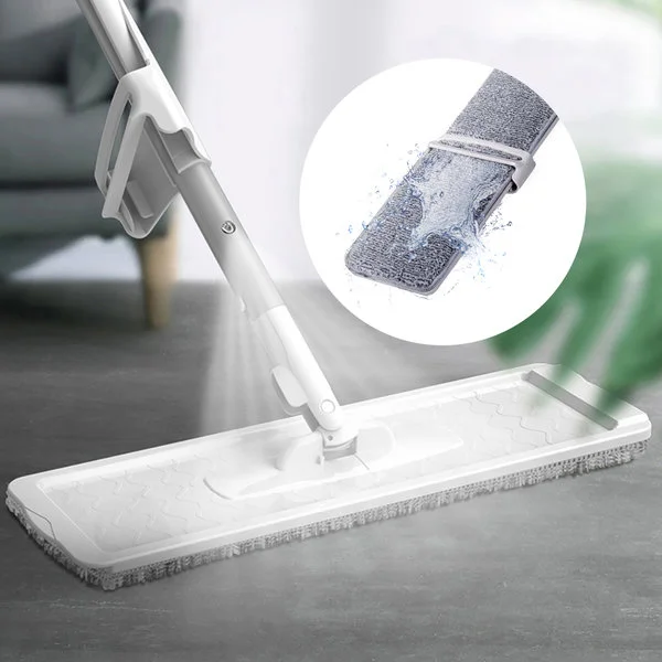 

Detachable Washing Hand Free Spray Floor Flat Mop with Replacement Microfiber Pad Cleaning Mops for Household, White