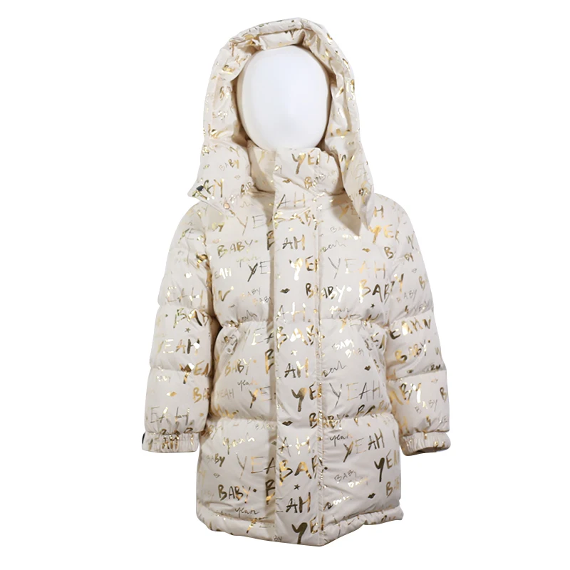 
New design printed winter warm clothes Soft windbreak casual hooded outwear kid coat down jacket 