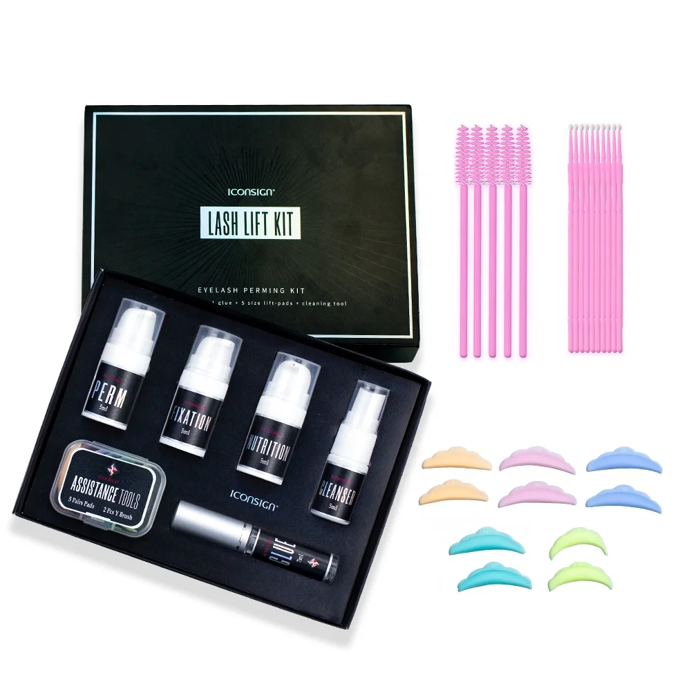 

Professional Private Label Iconsign Eyebrow Eyelash Permanent Perm Kit Solution Set Supplies Lash Brow Lift Kit, As pictures