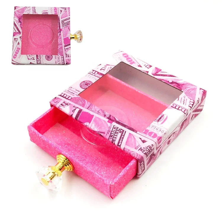 

Custom Logo Printed Eyelash Packaging Box Luxury Money LashBox for 25mm Mink Lashes, Black