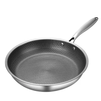 

11 inches Stainless Steel 304 Nonstick Frying Pan Easy To Clean For Kitchen Home Cooking, Ss