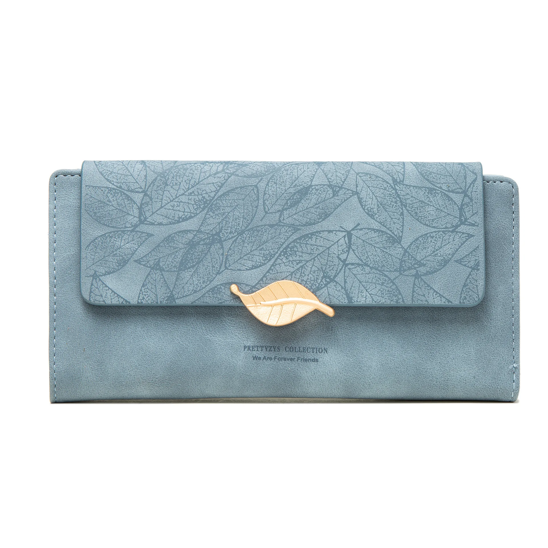 

Minimalistic and Matte and leaf and solid color style PU material young lady clutch making bag long wallet card holder