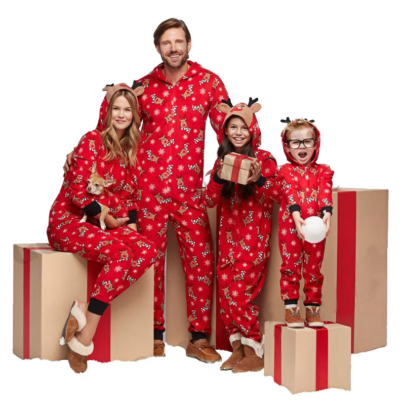 

christmas onesie pajamas Family Matching Pajamas Sets Boys Girls Deer Snow Children PJs christmas pjs family 2021, Photo color