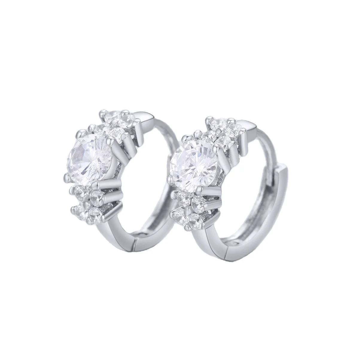 

New Type White Gold Plated Cz Hoop Findings Earring Silver Girl