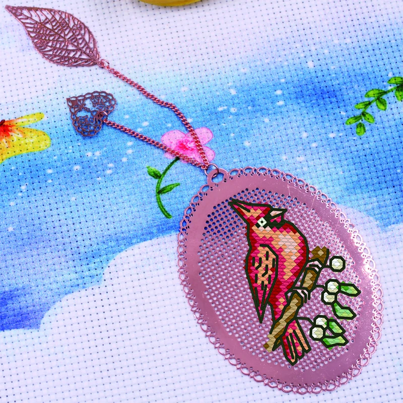 

Birds DIY Craft Stich Cross Stitch Bookmark Metal Silver Golden Needlework Embroidery Crafts Counted Cross-Stitching Kit