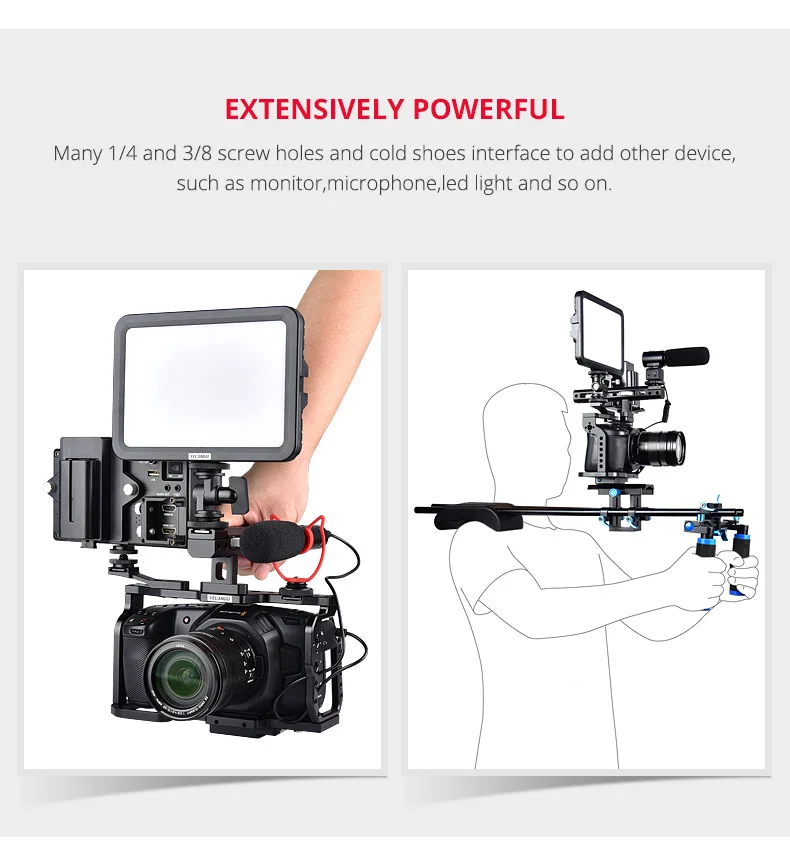 YELANGU C9 Aluminum alloy Camera Cage For for Blackmagic Design Pocket Cinema Camera BMPCC 4K 6K Cage Rig