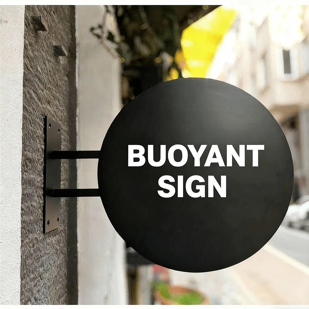 Custom Hanging Business Sign for Outdoor Wall Mount Stainless Steel Round Sign Boards Blade Sign Storefront Advertising Display