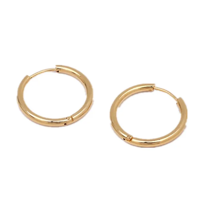 

European Simple Design Hot Sale Woman Double Pink Gold Filled Hoop Earrings