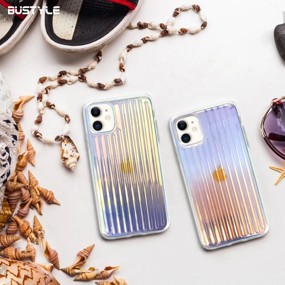 

Factory Supply Holographic Stripe Effect Telephone Back Cover Case For Iphone 12,Hologram Laser Line Phone Case For Iphone SE