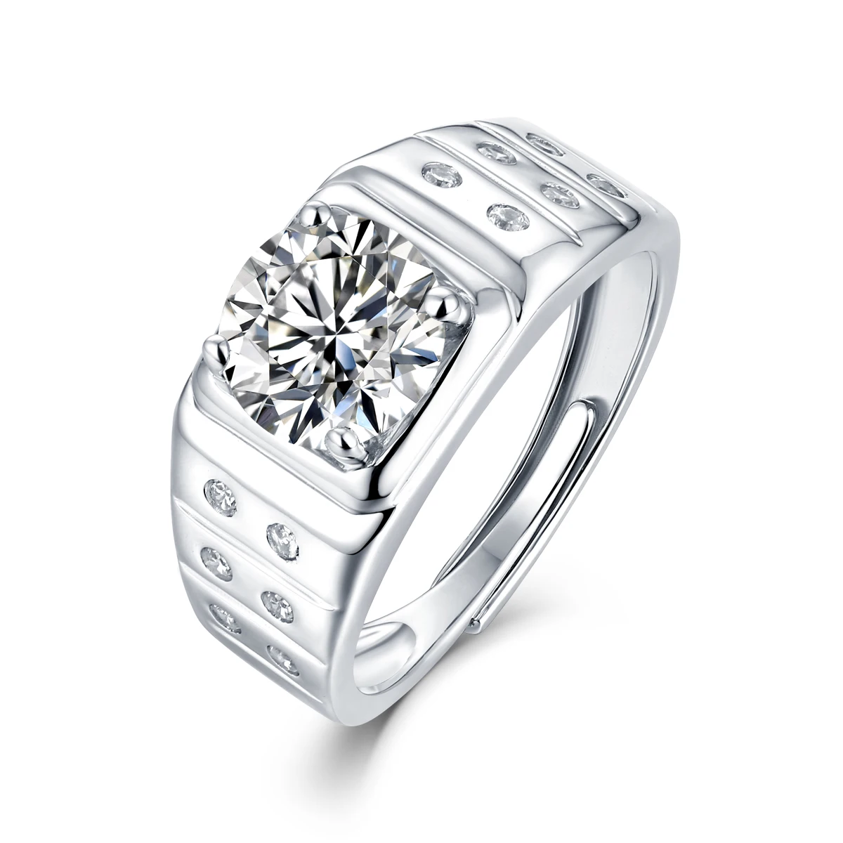 

Trendy Ring 18K Plated Gold 2ct S925 Wedding Ring Moissanite Ring For Men
