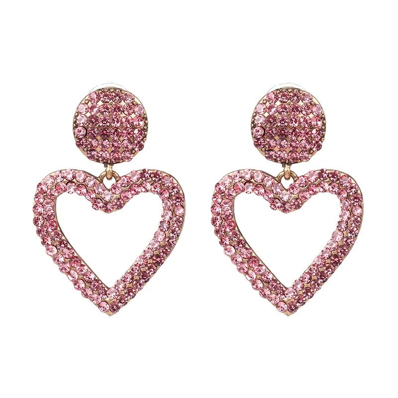 

Hotsale Delicate Colorful Crystal Heart Earrings Heart Shape Micro Pave Gold Stud Earrings Women Jewelry Accessories Gift, Golden