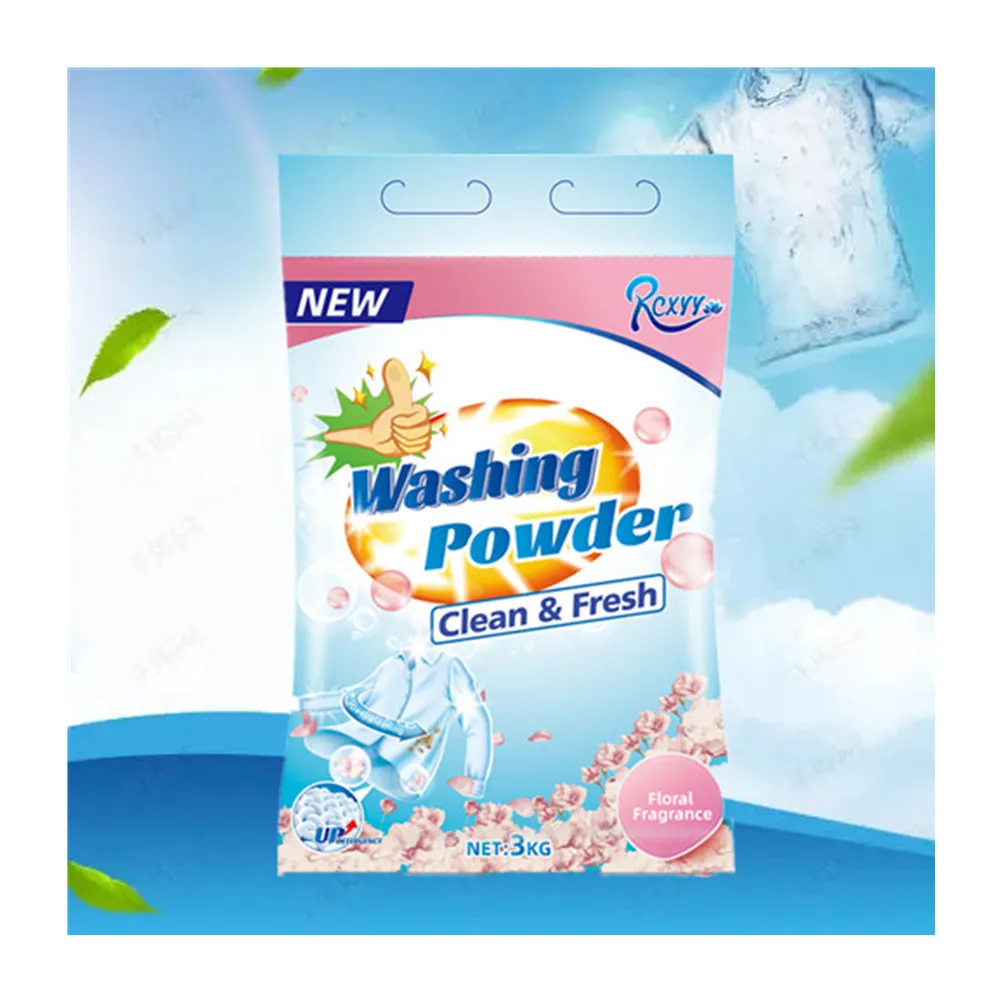 

3kg Lemon Good Quality Bag Eco-friendly Effective Washing Powder Phosphate-free Laundry Detergent Powder