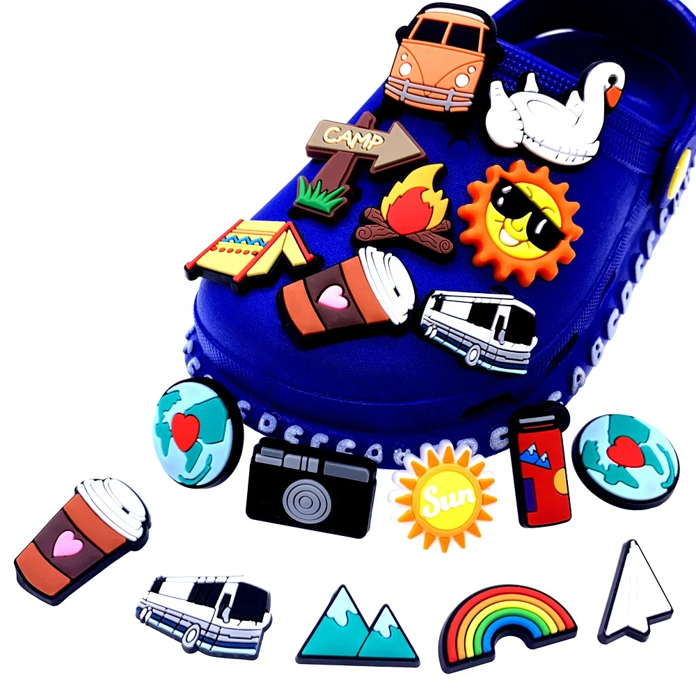 

PVC Camping Series Shoe Charms Accessories Fit for Shoes and Bracelets, As picture