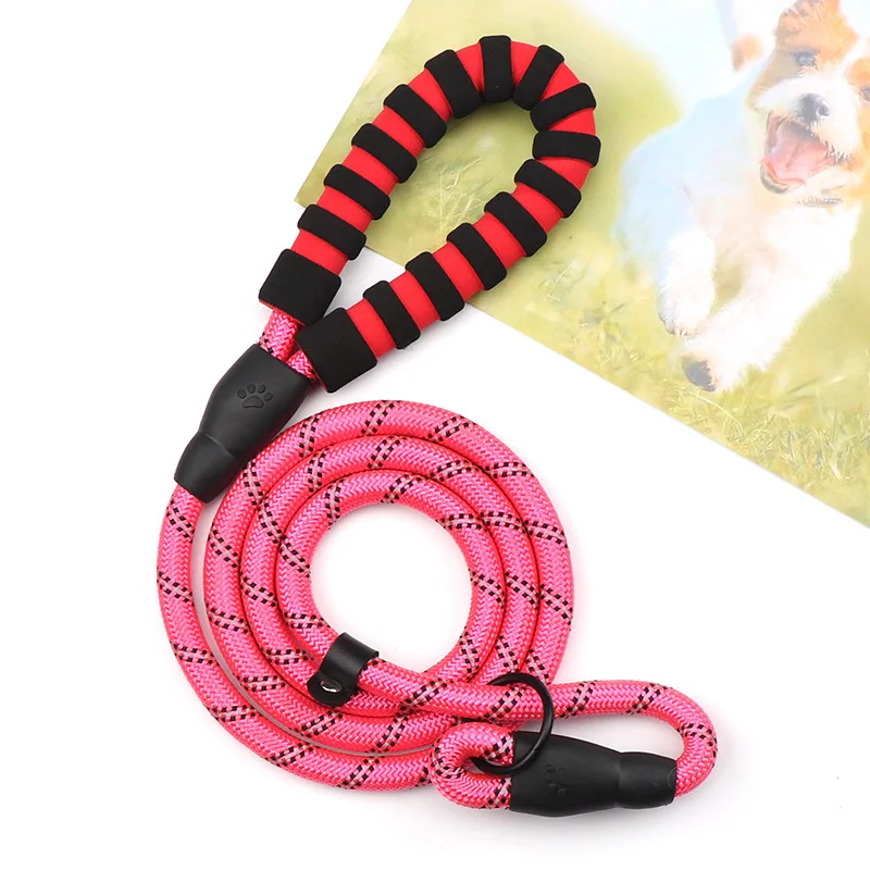

FREE SHIPPING Dog Comfortable Handle Leash Slip Rope Lead Leash Strong Heavy Duty Braided Rope Dog Leash for Medium Large Dogs, Blue, black, red, green, pink