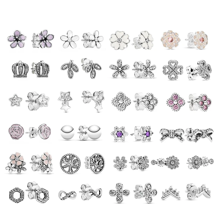 

Fashion 925 Sterling Silver Earrings Zircon Stud Earrings For Women Jewelry Gift