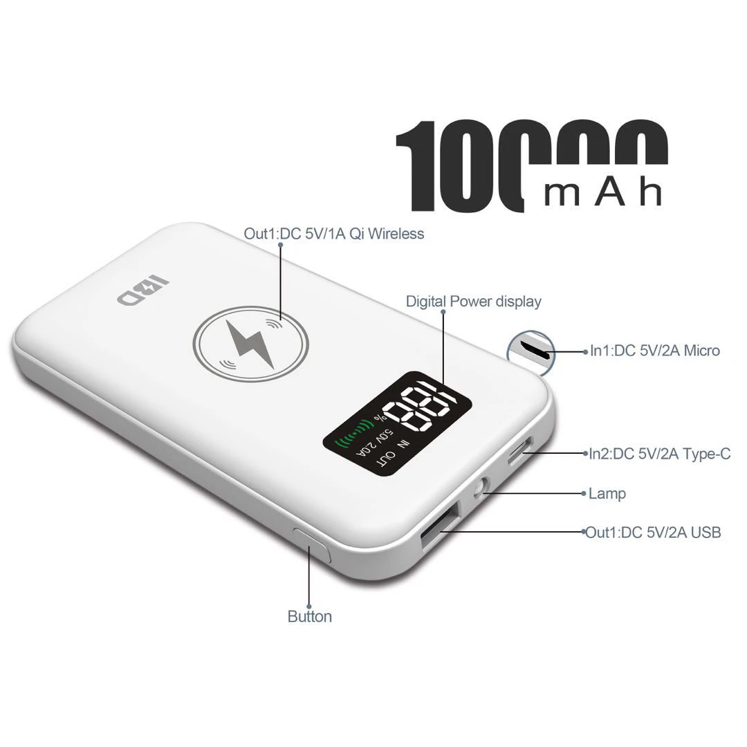 

2020 new product 10000MaH wireless power bank with Li-polymer battery power banks