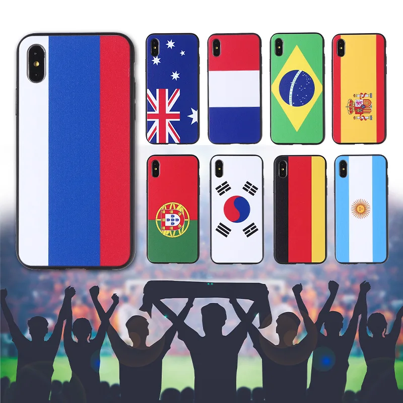 

Wholesale World Cup football flag for iphone11 painted mobile phone case 7P anti-drop 6S protective case, Customised