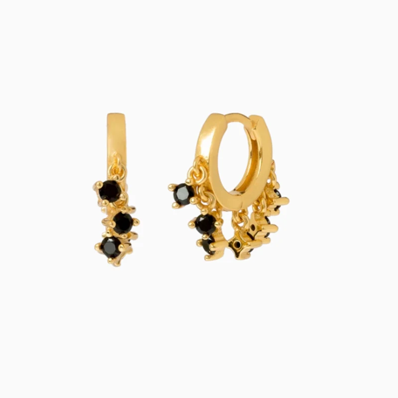 

ROXI S925 sterling silver light luxury niche black zirconia hoop earrings