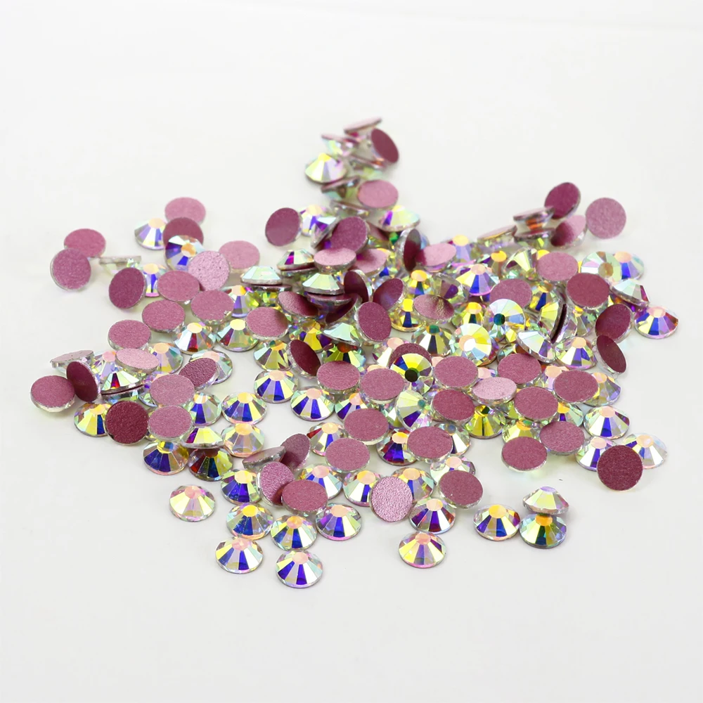 

Non Hot Fix Crystal AB Rhinestones rose golden base flatback rhinestones for Nail Art DIY craft