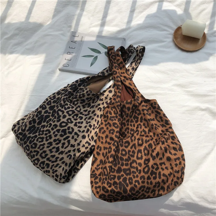 

Capacity Brown Leopard Print Organic Customized Cotton Best Sell Color Canvas Tote Bag for women