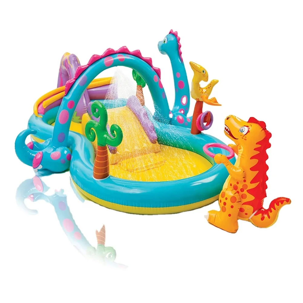 

Intex 57135 Dinosaur Park Summer Outdoor Children's Entertainment Inflatable Swimming Pool Portable, As photo
