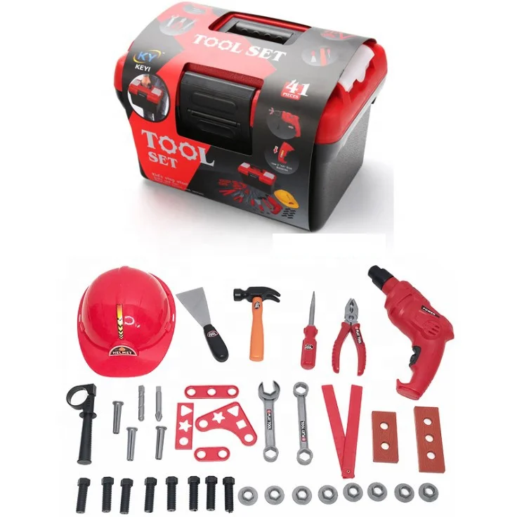 
Plastic pretend play house boy game 31pcs/62pcs electric drill screwdriver repair tool box kit tool set toy for kid 