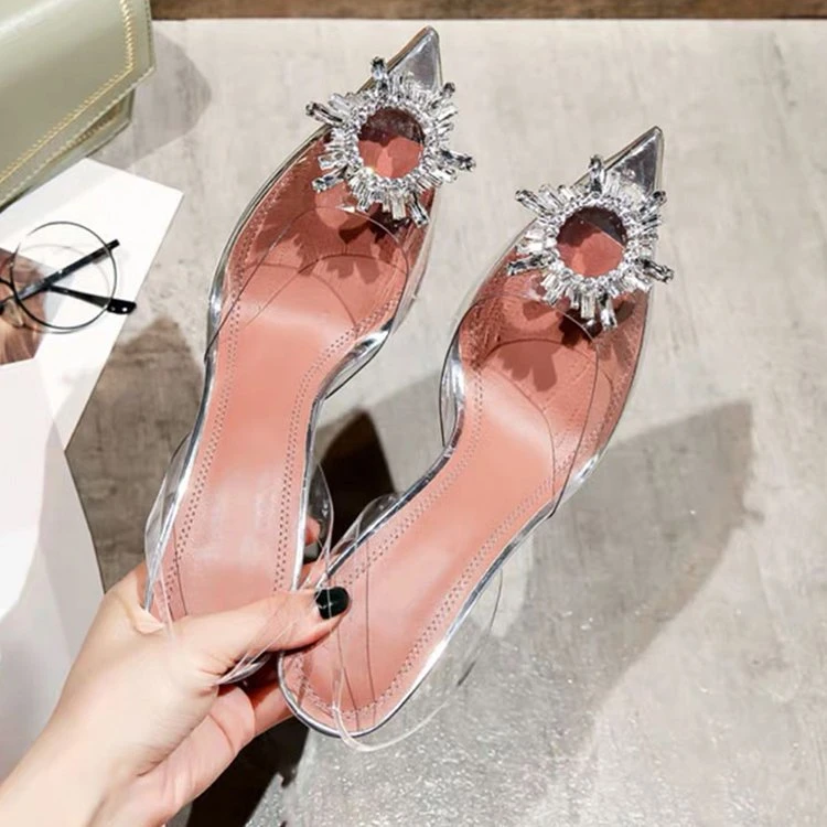 

New Fashion Large Size Fairy Transparent High Heel Women Sandals Pvc Crystal Stiletto Shoes