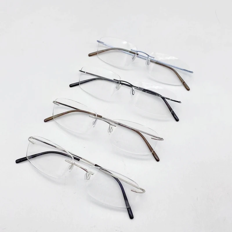 

Hot - selling stainless steel optical frame glasses square rimless high-quality man frame