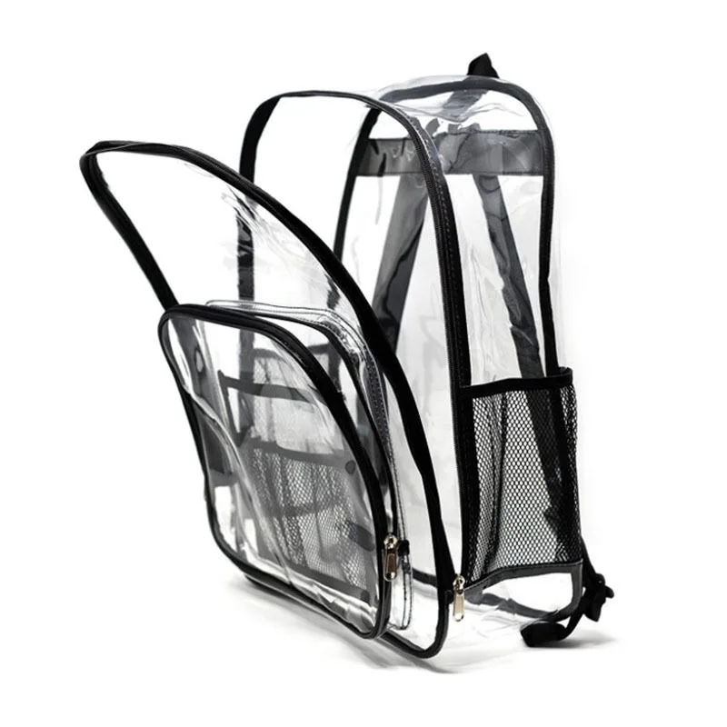 

Clear Backpack Heavy Duty PVC Transparent School Backpack With Reinforced Strap Stitches & Large Capacity