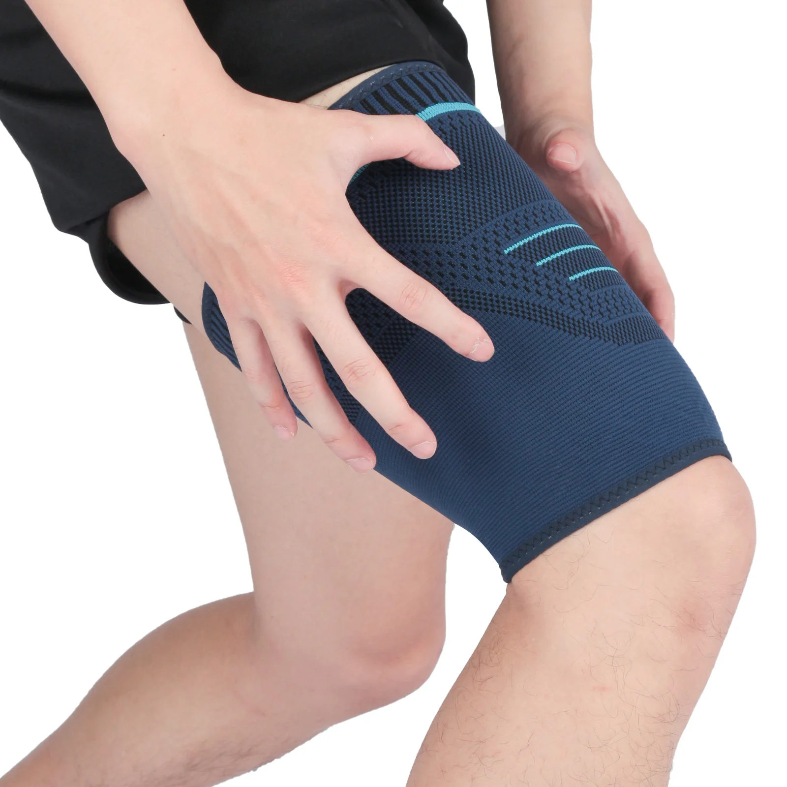 

Breathable Elastic Upper Leg Sleeves Thigh Compression Sleeves for Men and Women, Black gray blue pink