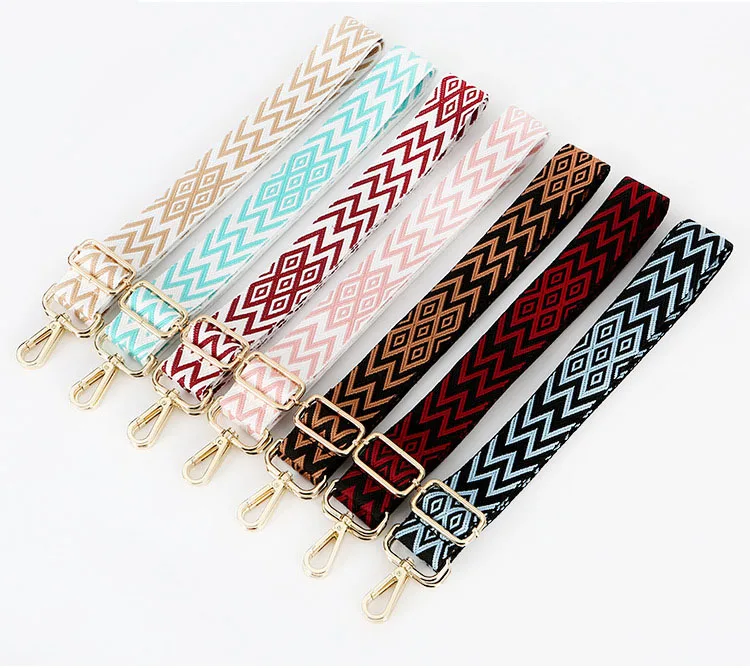 

Meetee B-X040 New Cotton Ethnic Style Color Webbing Bag Accessories Crossbody Long Shoulder Strap, 7 colors