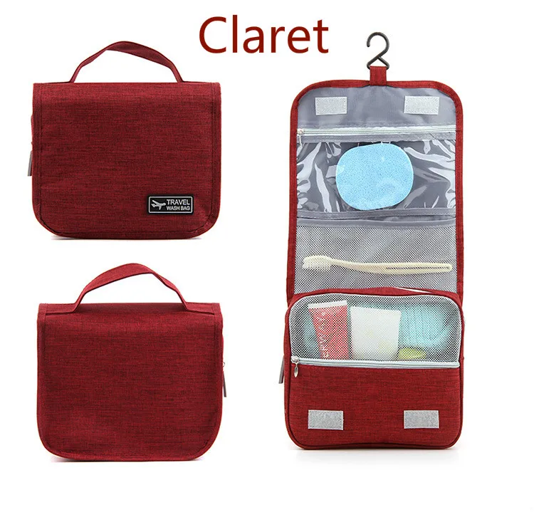 

Custom logo Travel Make Up Makeup Case Wash Bath Hanging toiletry Organizer Storage cosmetic bag, Red, beige, pink, light purple, blue, sky-blue, dark -navy
