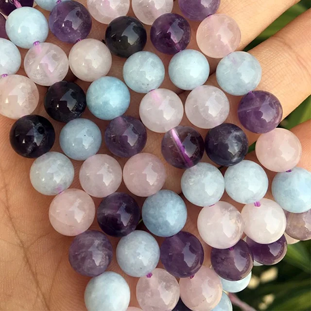 

Natural Stones Multicolor Quartz Beads 6mm 8mm 10mm for Jewelry Making DIY Bracelet Necklace Clothes Decorative