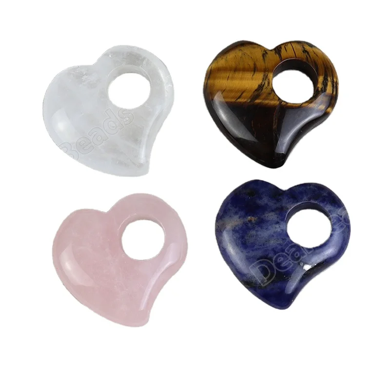 

NEW BULK Curved Heart Stone Donut Pendant Beads With Large Hole Gogos Pendants For DIY JEWELRY NECKLACE MALA MAKING