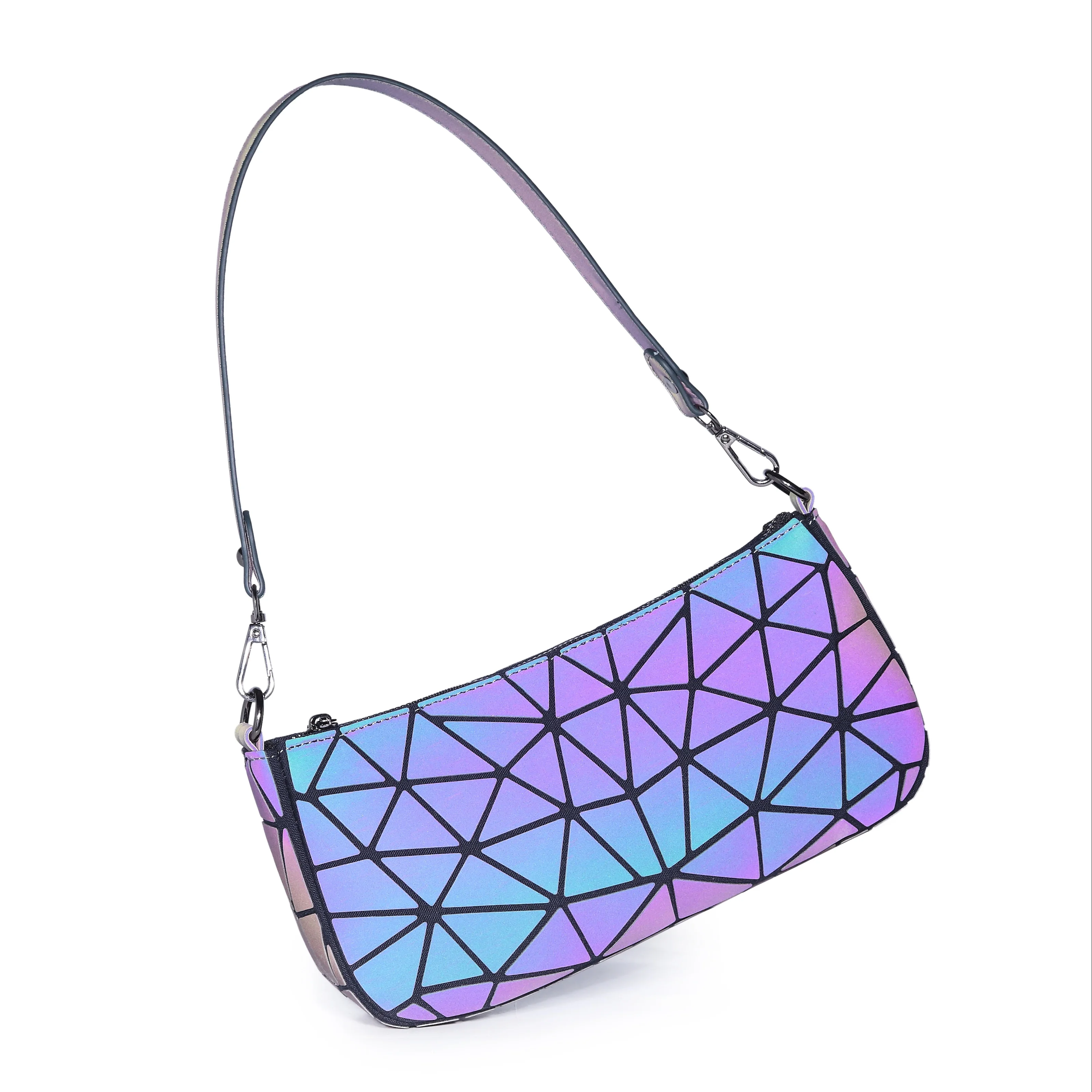 

luxury waterproof luminous bags geometric sling bag with chain