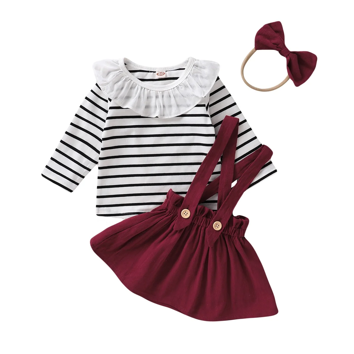 

New Arrival Lovely Fashion Lace Strap Dress Infant Girl Clothing Set, Picture shows