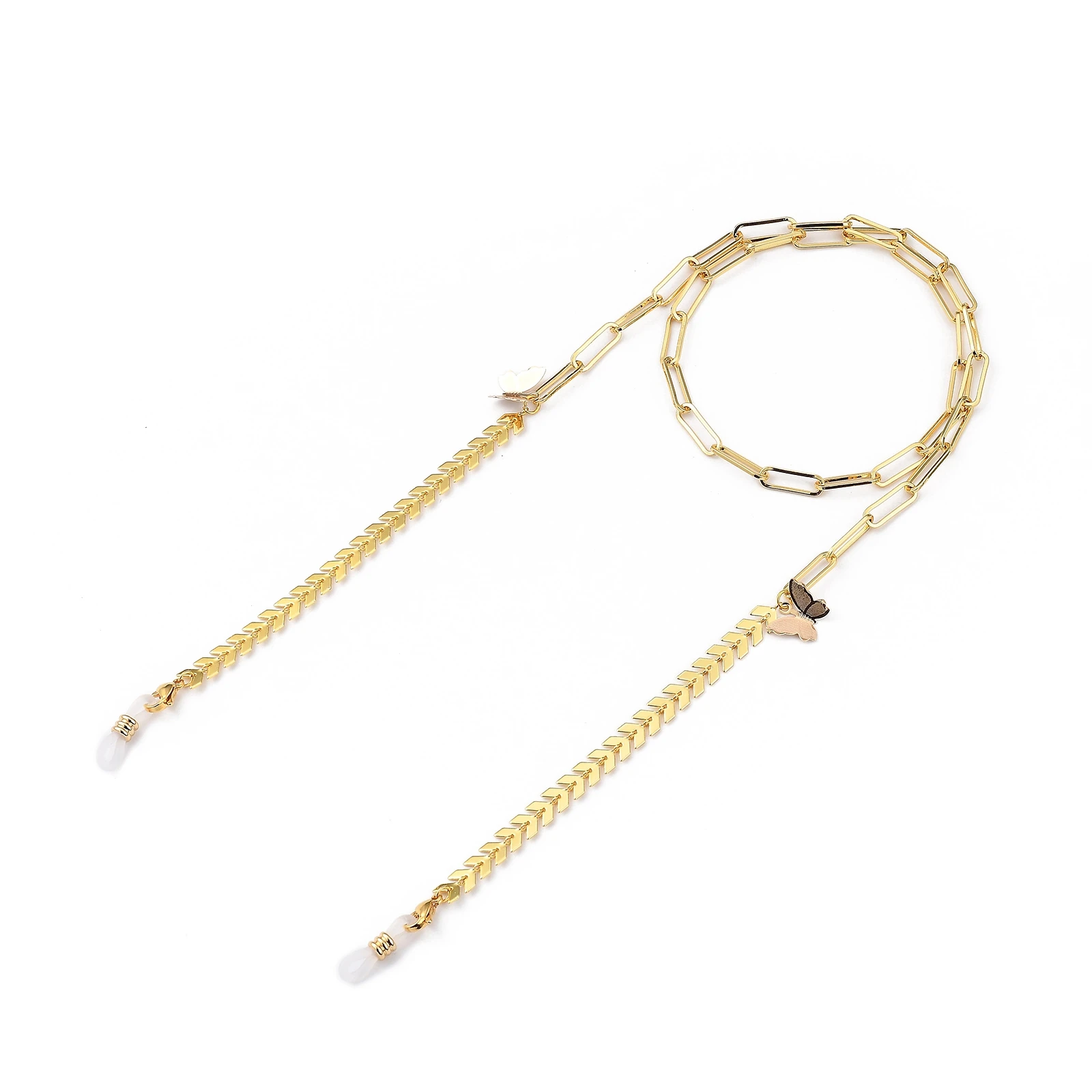 

PandaHall Butterfly Charms Brass Eyeglasses Chains, Gold