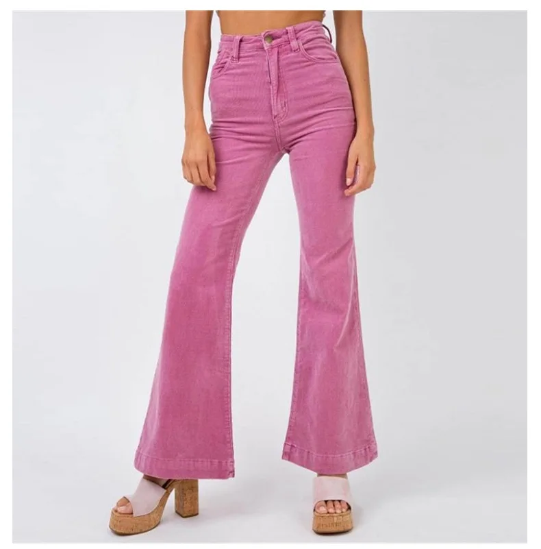 

2020 New Arrivals solid casual ladies women corduroy wide leg pants