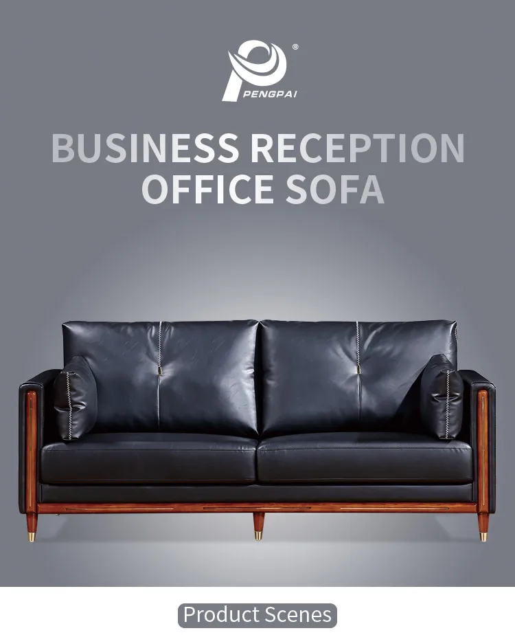 Pengpai Leather Sofas Settee 3 Seater Modern Sofa Set