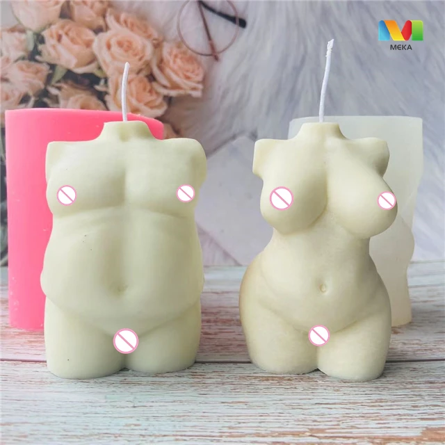 

M2548 DIY Aromatherapy candle plaster handmade curvy lady candle mould fat man body fat woman female body silicone molds, White