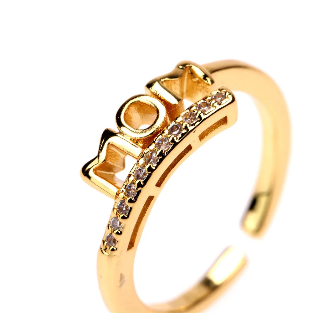 

White Gold Plated Zircon Mom Ring Mother's Day Gift Birthday gifts, As pic