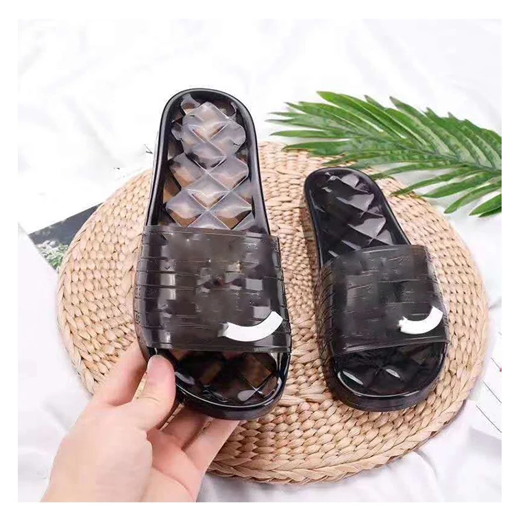 

Unisex colorful summer outdoor slides comfortable anti-slip waterproof transparent jelly slippers crystal shoes for women