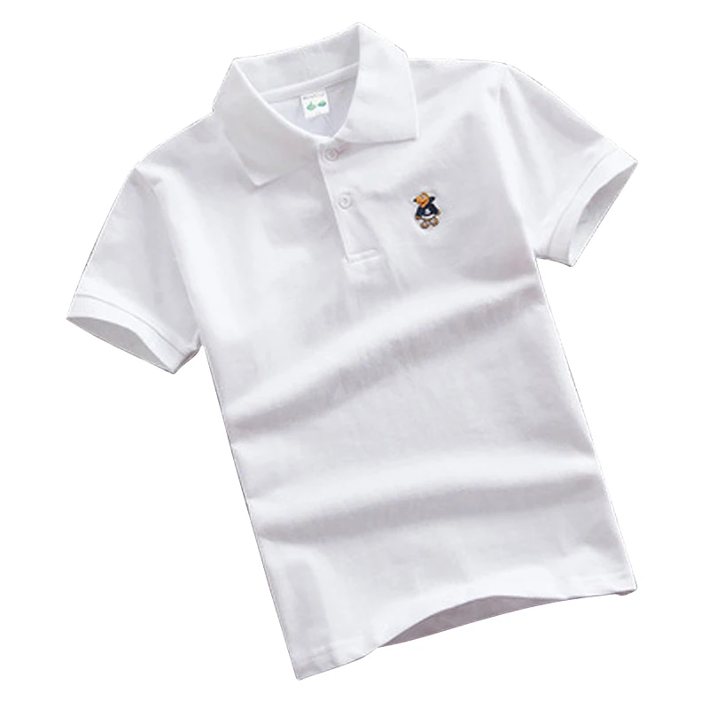 

wholesale summer short sleeve polo kids t-shirt cotton fabric solid color