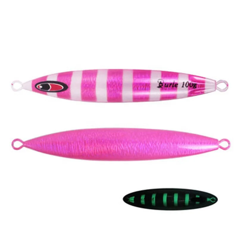 

Factory sell swim jigging baits hard lure witn zebra luminous strip bait lure jig metal for ocean boat fishing, 5 colors