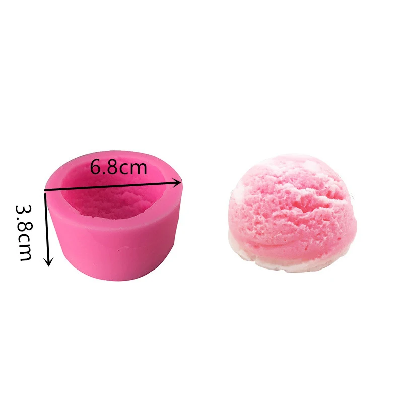 

QY Ice cream ball candle making silicone soap fudge DIY decoration mold plaster aromatherapy pendant mold simple household items, Pink