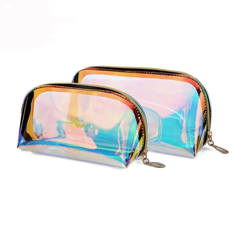 

Custom Logo Transparent Tpu Holographic Cosmetic Bag Bolsos Maquillaje Personalized Laser Pvc Makeup Bag, Rainbow