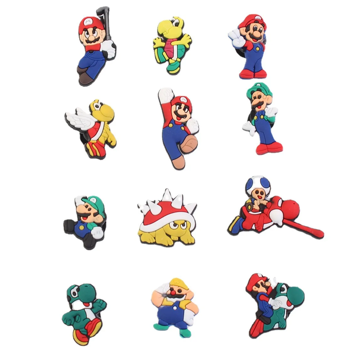 

Assorted Designs super mario Available Promotional Shoes Decoration Charms Soft PVC Shoe Charms For Croc luxury charms, As picture