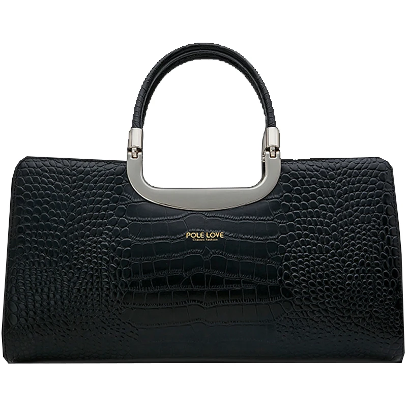 

OEM manufacturing personality crocodile pattern women handbags genuine leather women shoulder bags women messenger bag, Black