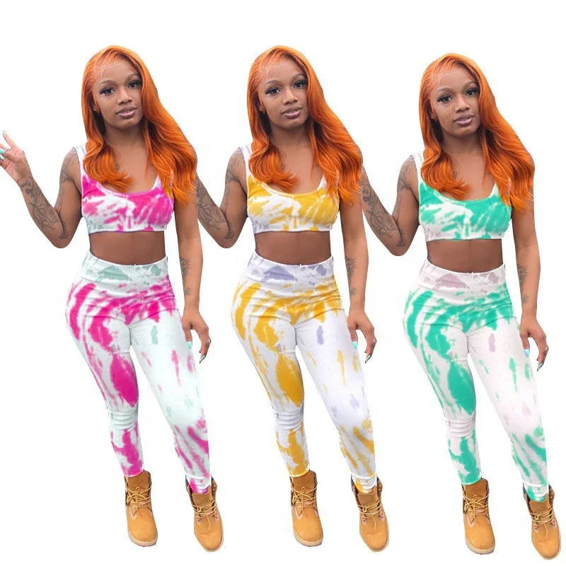 

YD - 8069 New arrival printed women 2 piece set summer pants set 2021 sexy 2 piece set women